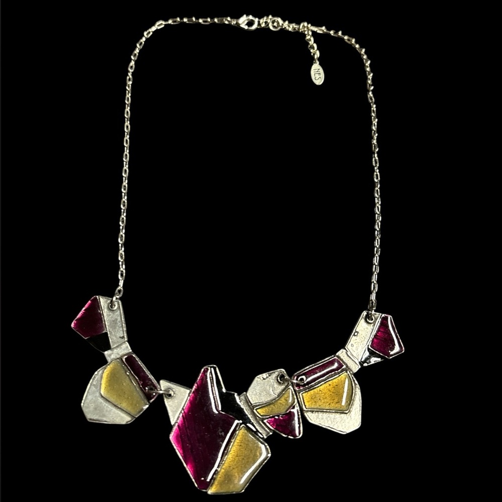 NES Montreal modernist brutalist enamel abstract necklace